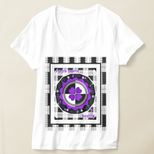 B&W Purple Hearts Beating T-Shirt