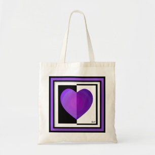 B&W Purple Hearts Beating Tote Bag