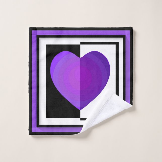 B&W Purple Hearts Beating Wash Cloth (Wash Cloth)