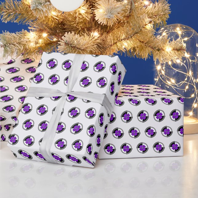 B&W Purple Hearts Beating Wrapping Paper (Holidays)