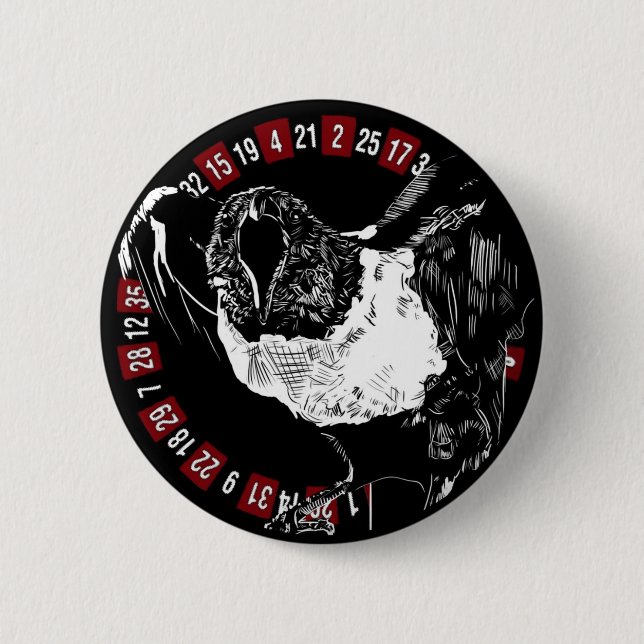 B&W Raven 6 Cm Round Badge (Front)