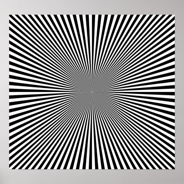 B&W Rays Optical Illusion Poster (Front)