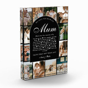 B & W Reasons We Love You Mum Photo Grid Collage Block