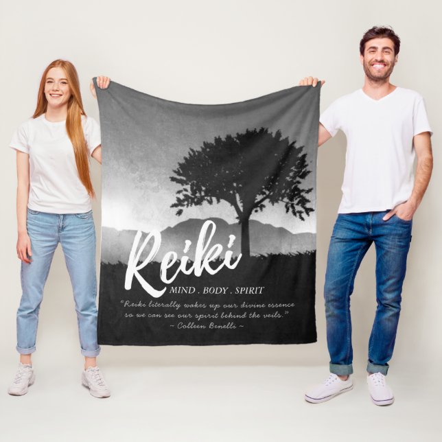 B&W Reiki Master Yoga Mediation instructor Quotes Fleece Blanket (In Situ)