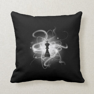 B&W Retro Atomic Chess Piece - King Cushion