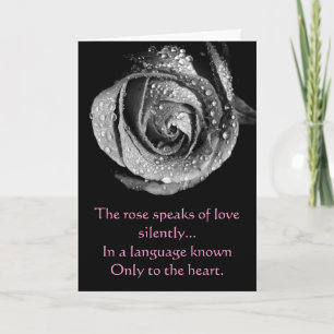 B&W Rose with Dew Valentine's Day Card