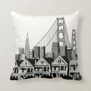 B&W San Francisco California Cushion