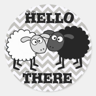 B&W Sheep Glossy, Small, 1½ inch (sheet of 20) Classic Round Sticker