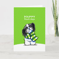 B/w Shih Tzu Scarf Christmas Green Custom