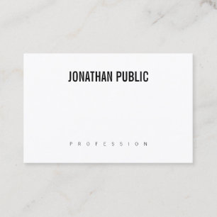 B&W Simple Modern Design Elegant Plain Minimalist Business Card