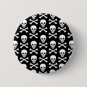 B&W Skull & Bones 6 Cm Round Badge