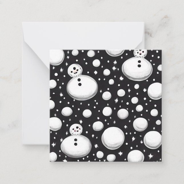 B&W Snowballs & Snowmen Card (Front)