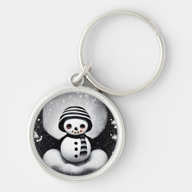 B&W Snowman Key Ring (Front)