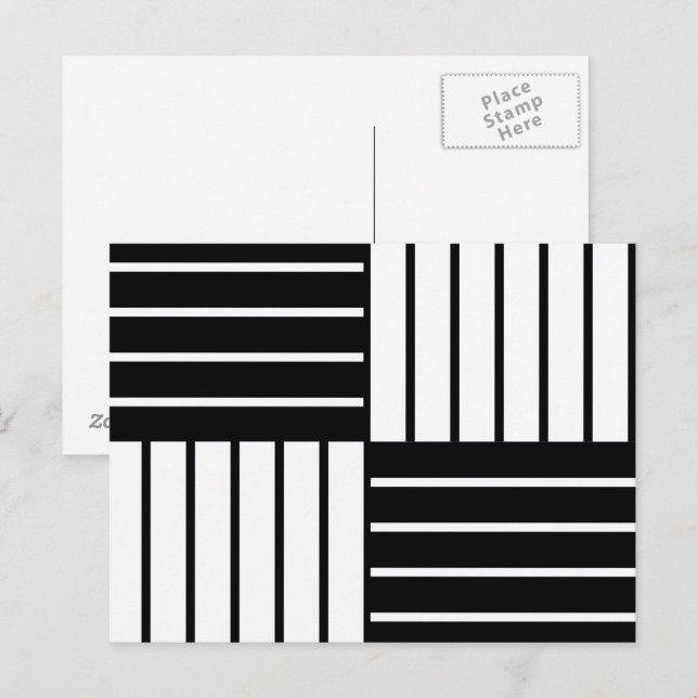 B&W Striped Squares Postcard (Front/Back)