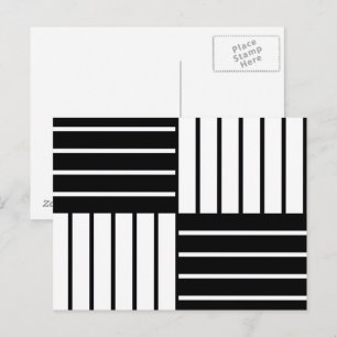 B&W Striped Squares Postcard