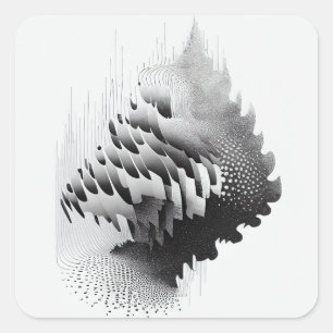 B&W Surreal Optical Illusion Abstract Tree Card Square Sticker