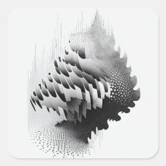 B&W Surreal Optical Illusion Abstract Tree Card Square Sticker