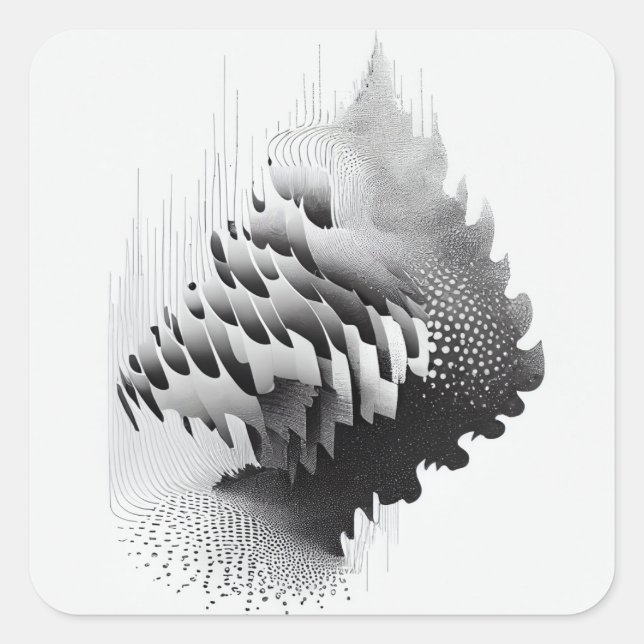 B&W Surreal Optical Illusion Abstract Tree Card Square Sticker (Front)