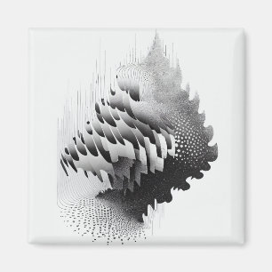 B&W Surreal Optical Illusion Abstract Tree Magnet