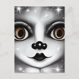 B&W Surreal Pop Big Eyes Mime Postcard
