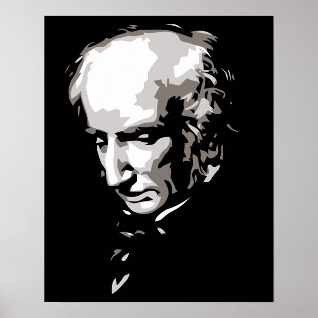 B & W Vector silhouette art William Wordsworth Poster (Front)