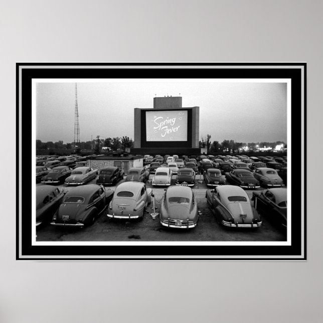 B &W Vintage Drive-In Theatre Poster 13 x 19 (Front)