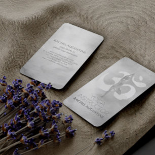 B&W Watercolor Yoga Meditation Tree Pose Om Symbol Business Card