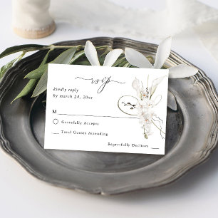 B&W White Floral no Meal RSVP