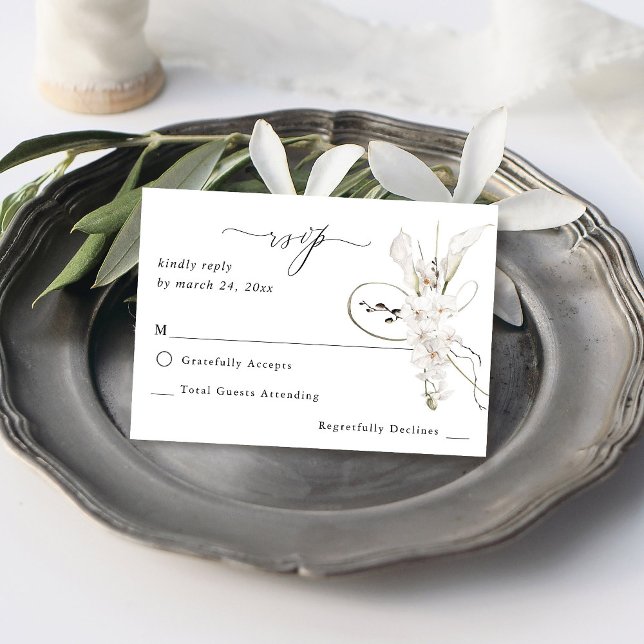 B&W White Floral no Meal RSVP (Creator Uploaded)