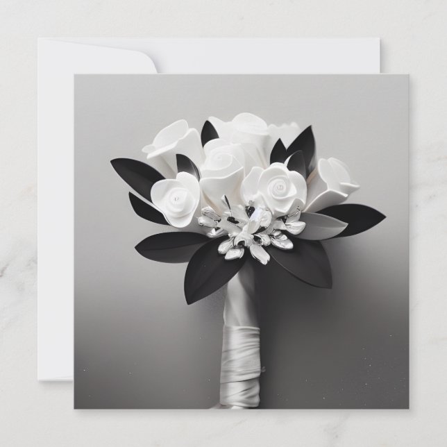 B&W White Rose Bouquet (Front)