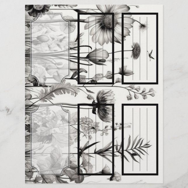B&W Wildflowers Suzy's Garden 1 Blank Customisable (Front)
