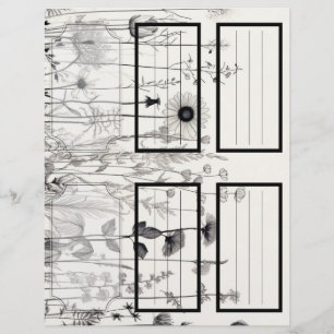 B&W Wildflowers Suzy's Garden 5 Blank Customisable