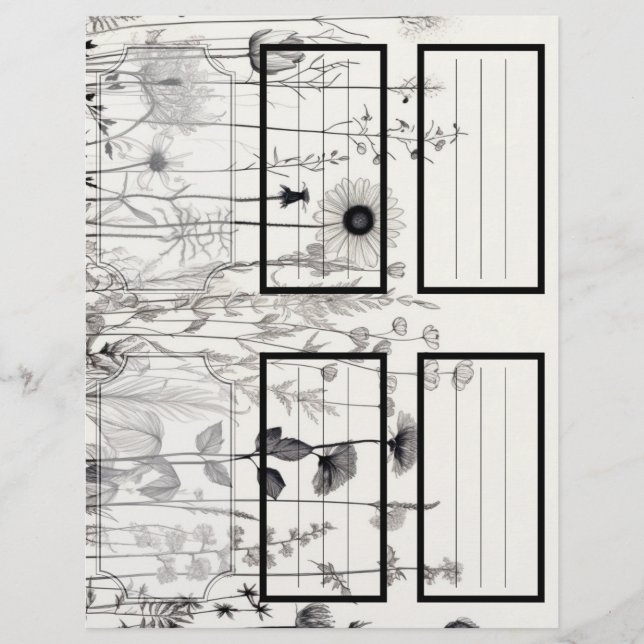 B&W Wildflowers Suzy's Garden 5 Blank Customisable (Front)