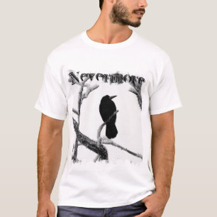 B&W Winter Raven Edgar Allan Poe Nevermore T-Shirt