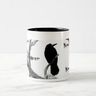 B&W Winter Raven Edgar Allan Poe Nevermore Two-Tone Coffee Mug