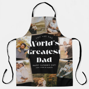 B & W World's Greatest Dad 8 Photo Collage Apron