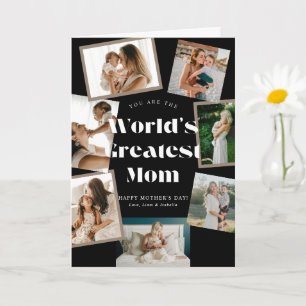 B & W World's Greatest Mom 7 Photo Mother's Day Card
