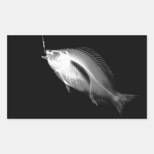 B&W X-Ray Fish Bones Rectangular Sticker