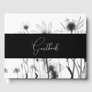 B&W X-Ray Flowers Custom Personalised Wedding Guest Book