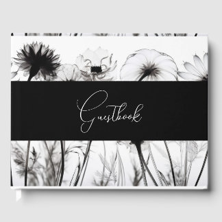 B&W X-Ray Flowers Wedding Guest Book