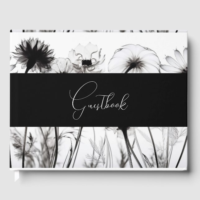 B&W X-Ray Flowers Wedding Guest Book (Front)