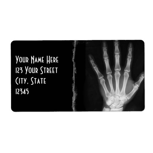B&W X-ray Skeleton Hand Return Address Labels