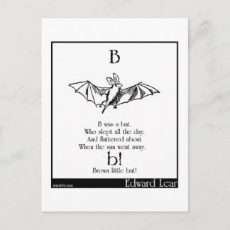 B was a bat postcard