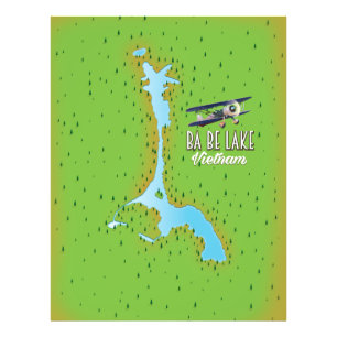 Ba Be Lake Vietnam lake map Photo Print