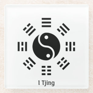 Ba Gua, eight trigrams, yin yang customisable Glass Coaster