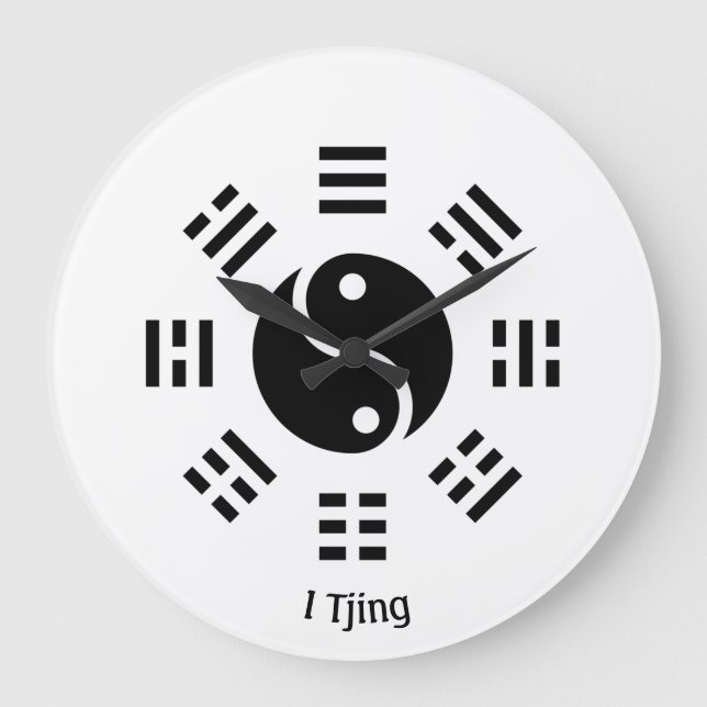 Ba Gua, eight trigrams, yin yang customisable  Large Clock (Front)