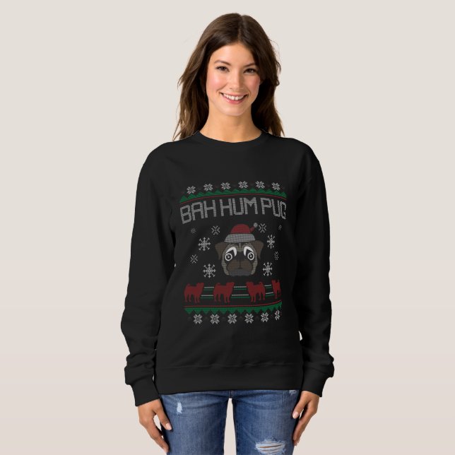 Ba Ham Pug Pugly Christmas Ugly Christmas Sweater (Front Full)