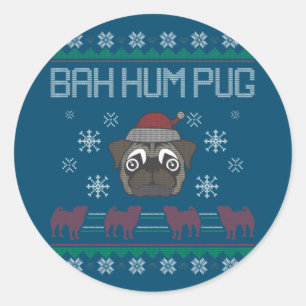 Ba Ham Pug Pugly Christmas Ugly Christmas Sweater Classic Round Sticker
