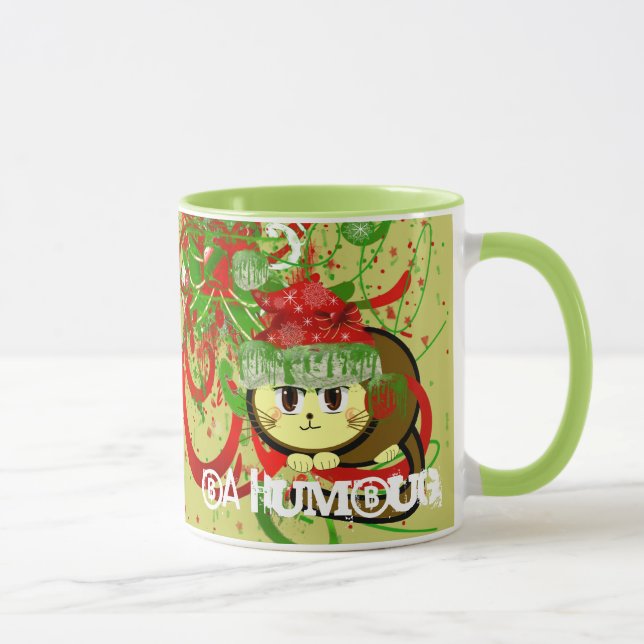 Ba Humbug Kitty Cat Grunge Christmas Holiday Mug (Right)