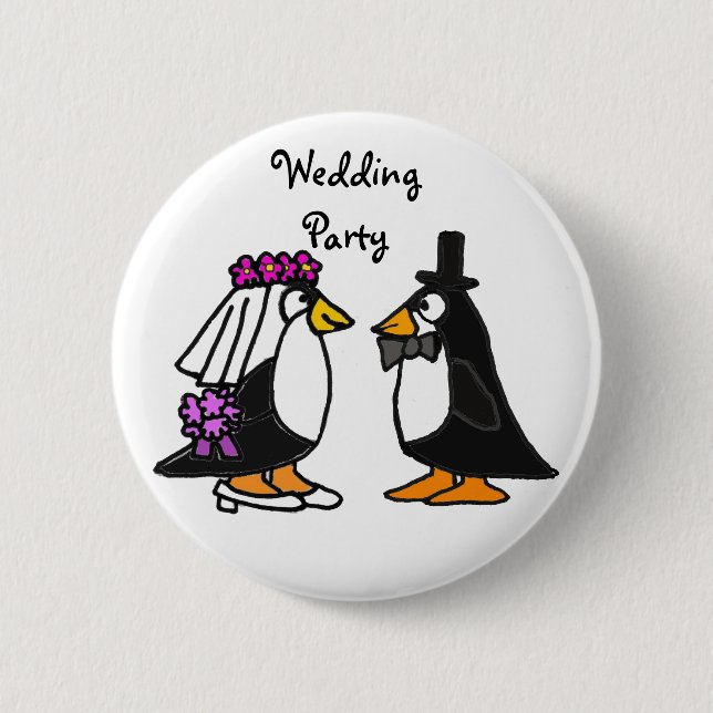 BA- Penguin Wedding Party Buttons (Front)
